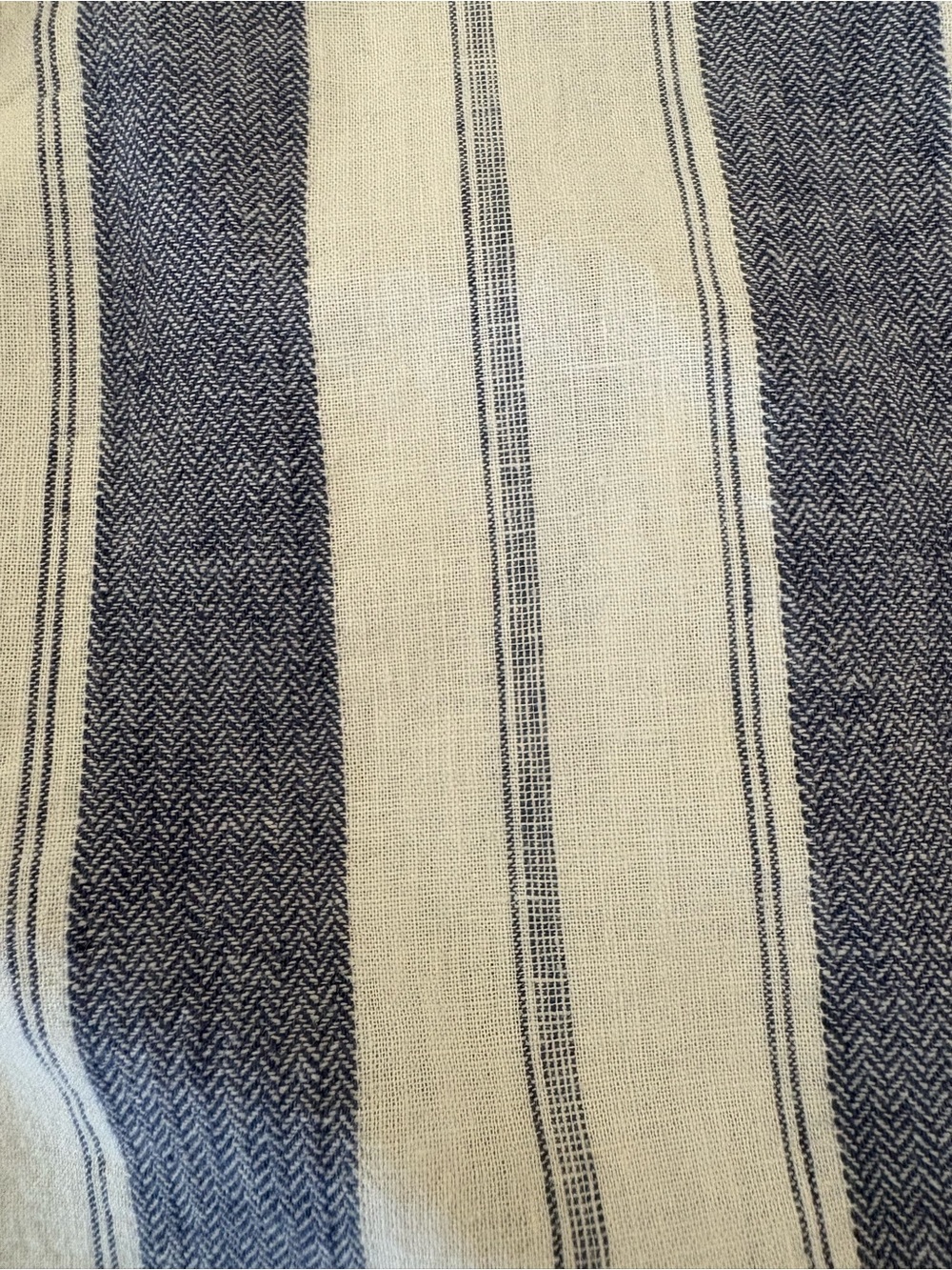 Small Madewell Blue White Herringbone Striped Linen Blend Sleeveless Shirt - Picture 14 of 15